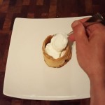 7.	Take the pastry out the oven when crispy and fill 1/3rd with cottage cheese