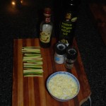 Baby marrow strips, egg and necessary dressing.