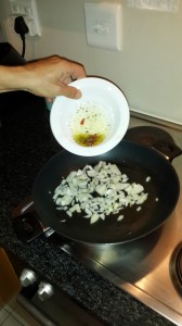 Sautee onions with chili oil,