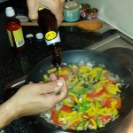 Add the sauces, salt pepper and sugar. Cooked until all infused, put onto a side dish