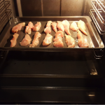 2.	Put the chicken strips into the oven at 180;