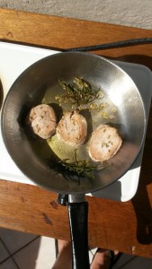 Cook the pork fillet with olive oil if you like add rosemary