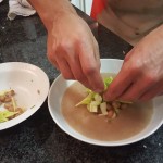 6.	Ladle the soup into a bowl. Garnish with beans and chopped celery. 7.	Place the muscles around the bowl. Salt and pepper.
