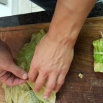 6. Place the mince into the soft cabbage;