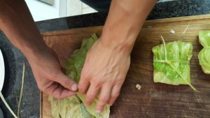 6.	Place the mince into the soft cabbage;