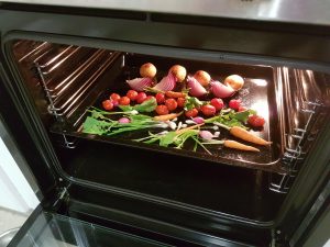 Add the mini vegetables when longer veggies are three quarters cooked