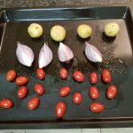 Put the longer to be cooked vegetables in the oven first (ingredients 1 to 3 above)