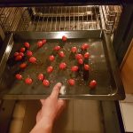 4. Roast the tomatoes into the oven, dressed with salt & pepper;